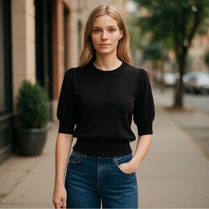 BB Dakota Black Ribbed Knit Top